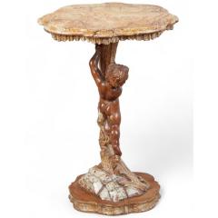 Antique Italian Rococo Parcel Gilt Polychrome Decorated Figural Occasional Table - 4406734