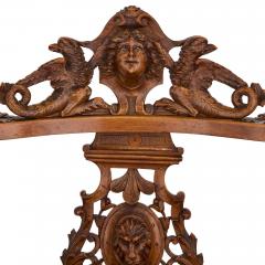 Antique Italian grotto furniture carved wood and needlepoint settee - 4584877