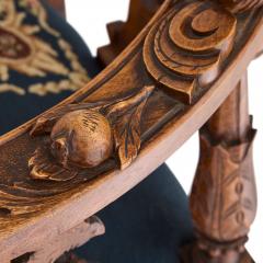 Antique Italian grotto furniture carved wood and needlepoint settee - 4584878