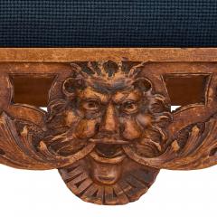 Antique Italian grotto furniture carved wood and needlepoint settee - 4584882