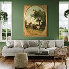 Antique Italian landscape painting signed and dated 1881 - 4368215