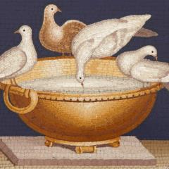 Antique Italian micromosaic plaque depicting the Capitoline Doves - 1243364