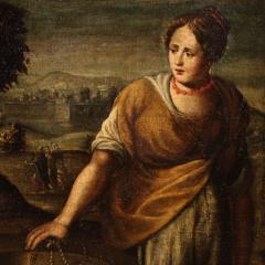 Antique Italian painting Christ and the Samaritan woman at the well - 4191022