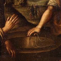 Antique Italian painting Christ and the Samaritan woman at the well - 4191027