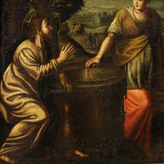 Antique Italian painting Christ and the Samaritan woman at the well - 4191028
