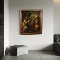 Antique Italian painting Christ and the Samaritan woman at the well - 4191030