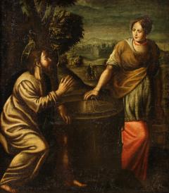 Antique Italian painting Christ and the Samaritan woman at the well - 4192622