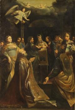 Antique Italian painting Marriage of the Virgin from the 18th century - 4370446