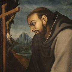 Antique Italian painting Saint Francis from 18th century - 4194253