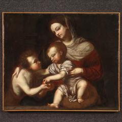 Antique Italian painting from the 17th century Madonna with Child and St John - 3923910