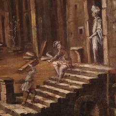 Antique Italian painting from the 18th century Architectural Capriccio - 4345538