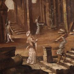 Antique Italian painting from the 18th century Architectural Capriccio - 4345542