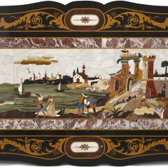 Antique Italian tabletop with pietra dura scene - 1243340