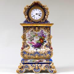 Antique Jacob Petit Blue Ground Gilt Decorated Porcelain Clock On Fixed Stand - 3988059