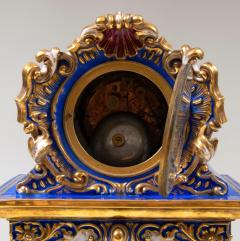 Antique Jacob Petit Blue Ground Gilt Decorated Porcelain Clock On Fixed Stand - 3988063