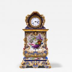 Antique Jacob Petit Blue Ground Gilt Decorated Porcelain Clock On Fixed Stand - 3988957