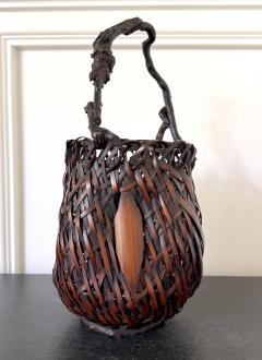 Antique Japanese Bamboo Basket Ikebana Mingei Style - 4699589