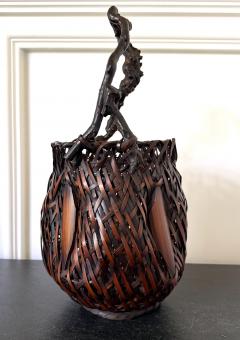 Antique Japanese Bamboo Basket Ikebana Mingei Style - 4699591