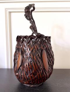 Antique Japanese Bamboo Basket Ikebana Mingei Style - 4699592