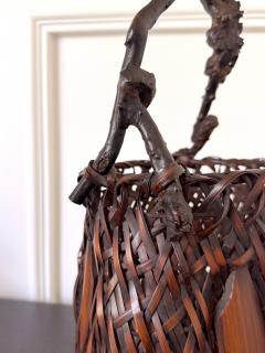Antique Japanese Bamboo Basket Ikebana Mingei Style - 4699595