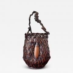 Antique Japanese Bamboo Basket Ikebana Mingei Style - 4700042