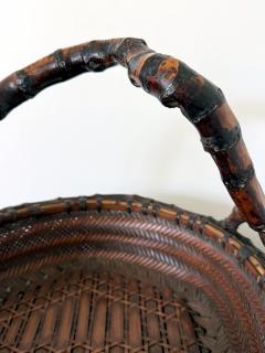 Antique Japanese Bamboo Morikago Basket with Chikon Handle Meiji Period - 4639089
