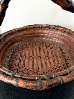 Antique Japanese Bamboo Morikago Basket with Chikon Handle Meiji Period - 4639092