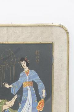 Antique Japanese Brass Framed Painting Wedding - 3674239