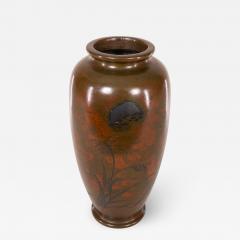 Antique Japanese Bronze Vase with Landscape and Red Patina - 1825751