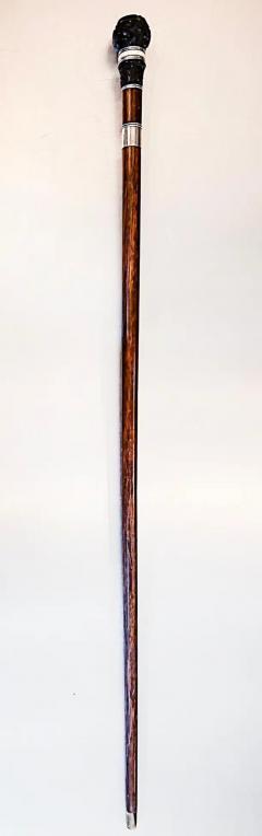 Antique Japanese Carved Silver Bone Dagger Walking Stick - 3590039