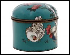 Antique Japanese Cloisonn Meiji Enamel Box with Roosters - 3902103