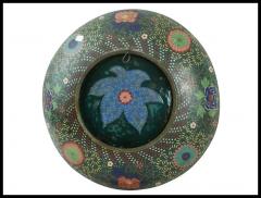 Antique Japanese Cloisonne Early Edo Green Enamel Plate - 3904332