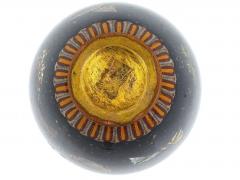 Antique Japanese Cloisonne Enamel Butterfly Black Goldstone Vase Honda Y - 4202527