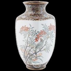 Antique Japanese Cloisonne Enamel Butterfly Vase - 3901306