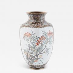 Antique Japanese Cloisonne Enamel Butterfly Vase - 3909736