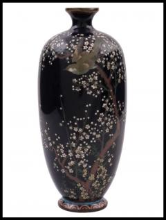 Antique Japanese Cloisonne Enamel Silver Wire Blossom Vase - 3903831