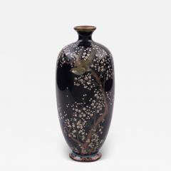 Antique Japanese Cloisonne Enamel Silver Wire Blossom Vase - 3934162