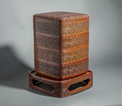 Antique Japanese Dramatically Carved and Lacquered Stack Box on Stand - 1714345