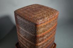 Antique Japanese Dramatically Carved and Lacquered Stack Box on Stand - 1714348