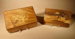 Antique Japanese Finally Inlaid Marquetry Box With Mount Fuji - 3280351