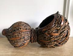 Antique Japanese Gourd Shape Bamboo Ikebana Basket - 1476728