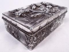 Antique Japanese Meiji Art Nouveau Silver Box with Iris Flowers - 4337503