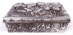 Antique Japanese Meiji Art Nouveau Silver Box with Iris Flowers - 4337505