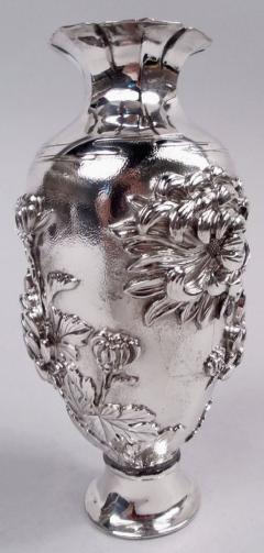 Antique Japanese Meiji Art Nouveau Silver Chrysanthemum Vase - 4002700