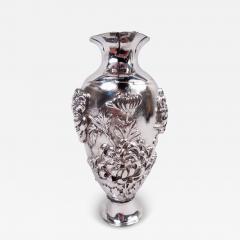 Antique Japanese Meiji Art Nouveau Silver Chrysanthemum Vase - 4004094