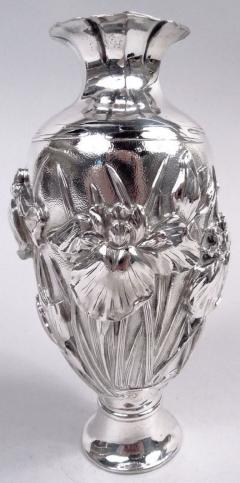 Antique Japanese Meiji Art Nouveau Silver Iris Vase - 4002720