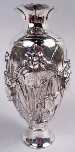 Antique Japanese Meiji Art Nouveau Silver Iris Vase - 4002721