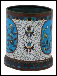 Antique Japanese Meiji Cloisonne Enamel Brush Pot - 3903293