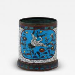 Antique Japanese Meiji Cloisonne Enamel Brush Pot - 3931326