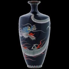 Antique Japanese Meiji Cloisonne Enamel Dragon Vase - 3903266